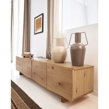 TV stolík v dekore duba v prírodnej farbe 200x45 cm Rasha – Kave Home - Image 4
