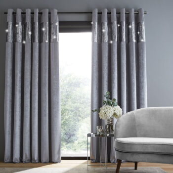 Sivé závesy v súprave 2 ks 117x229 cm Crushed Velvet Glamour Sequin – Catherine Lansfield - Image 2