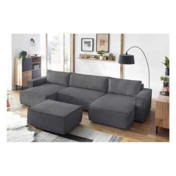 Tmavosivý menčestrový taburet Nihad – Bobochic Paris - Image 3