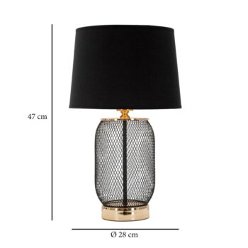 Stolová lampa s textilným tienidlom v čierno-zlatej farbe (výška 47 cm) Chaine – Mauro Ferretti - Image 6