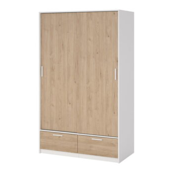Šatníková skriňa v dekore duba s posuvnými dverami v bielo-prírodnej farbe 121x200 cm Line – Tvilum