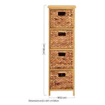 Vysoká komoda z masívu paulownie v prírodnej farbe 32x100 cm – Premier Housewares - Image 3