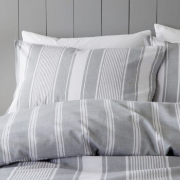 Sivé flanelové obliečky na dvojlôžko 200x200 cm Ticking Stripe – Bianca - Image 4