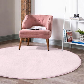 Svetloružový prateľný okrúhly koberec vhodný pre robotické vysávače ø 80 cm Comfort – Mila Home - Image 4