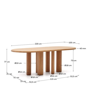 Jedálenský stôl v dekore jaseňa 105x220 cm Mailen – Kave Home - Image 5