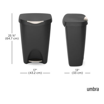Čierny nášľapný plastový odpadkový kôš 50 l Brim – Umbra - Image 9