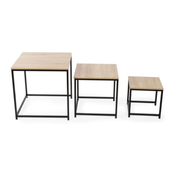 Konferenčné stolíky v prírodnej farbe v súprave 3 ks 50x50 cm – Compactor - Image 2