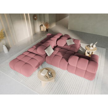 Ružová zamatová pohovka 282 cm Bellis – Micadoni Home - Image 7
