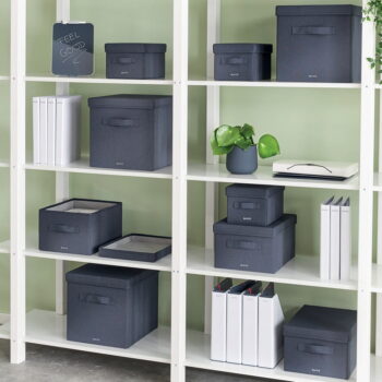 Tmavosivé látkové úložné boxy v súprave 2 ks s vekom 28.5x38x20 cm – Leitz - Image 4