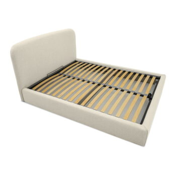 Krémová čalúnená dvojlôžková posteľ s úložným priestorom a roštom 140x200 cm Sea – Scandic – Obrázok 4