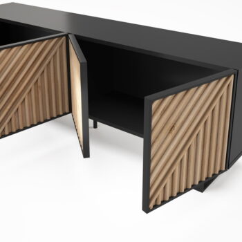 TV stolík v dekore duba v čierno-prírodnej farbe 161x55x35 cm Alana – Marckeric - Image 8