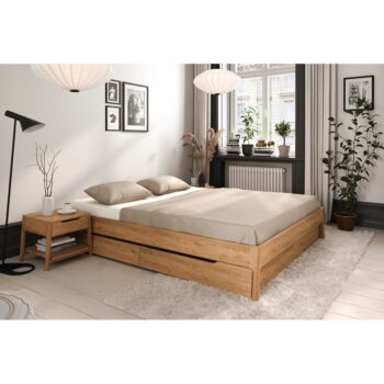 Dvojlôžková posteľ z dubového dreva v prírodnej farbe 140x200 cm Twig – The Beds - Image 4