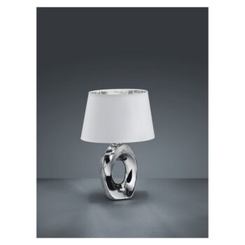 Stolová lampa v bielo-striebornej farbe z keramiky a tkaniky Trio Taba, výška 33 cm – Obrázok 3