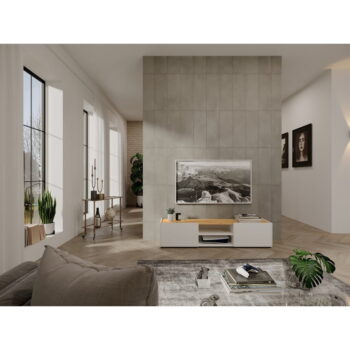 TV stolík v dekore duba v bielo-prírodnej farbe 164x35 cm Schlangen – Germania – Obrázok 7
