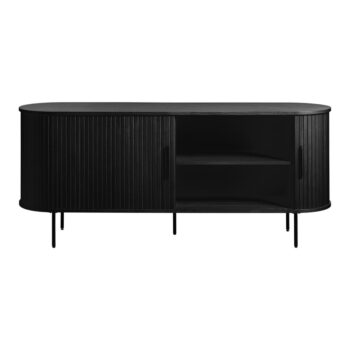 Čierna nízka komoda v dekore duba s posuvnými dverami 76x180 cm Nola – Unique Furniture – Obrázok 3