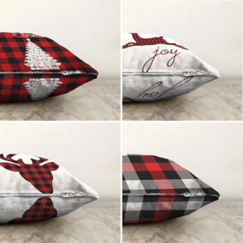 Súprava 4 vianočných žinylkových obliečok na vankúš Minimalist Cushion Covers Christmas Tartan, 55 x 55 cm - Image 2