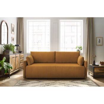 Menčestrová rozkladacia pohovka v horčicovej farbe 211 cm Marcel – Bobochic Paris - Image 11