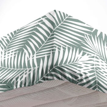 Bielo-zelená napínacia bavlnená plachta 160x200 cm Botania – douceur d'intérieur - Image 3