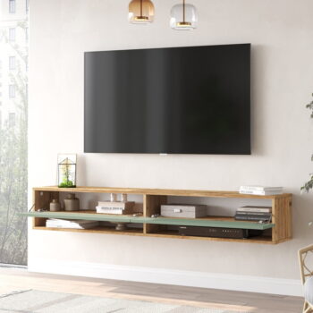 TV stolík v dekore borovice v zeleno-prírodnej farbe 180x29x32 cm – Kalune Design - Image 5