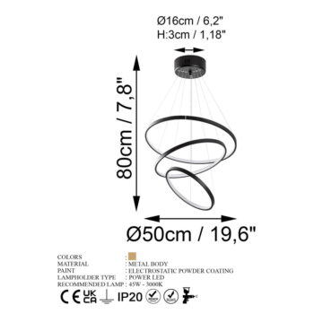 Čierne LED závesné svietidlo ø 50 cm Simit – Opviq lights – Obrázok 9