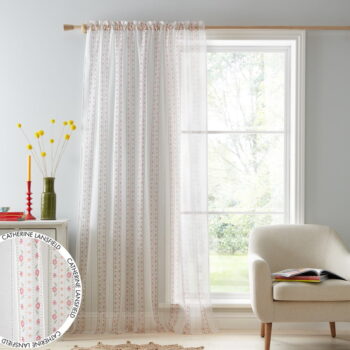 Biela/ružová záclona 140x229 cm Floral Stripe – Catherine Lansfield - Image 4