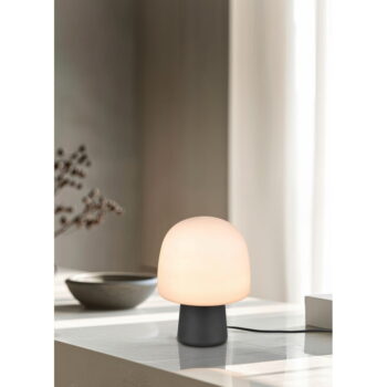 Čierno-biela stolová lampa so skleneným tienidlom (výška 27 cm) Steen – Trio - Image 2