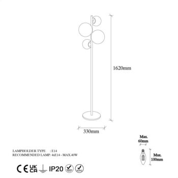 Stojacia lampa v zlatej farbe so skleneným tienidlom (výška 162 cm) Fazli – Opviq lights - Image 7