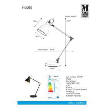 Čierna stolová lampa Markslöjd House Table Black - Image 3