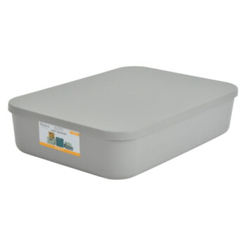 Sivý plastový úložný box s vekom 35,5x25,5x8 cm – Homéa - Image 3