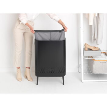 Matne čierny kovový kôš na bielizeň 90 l Bo Hi – Brabantia - Image 6