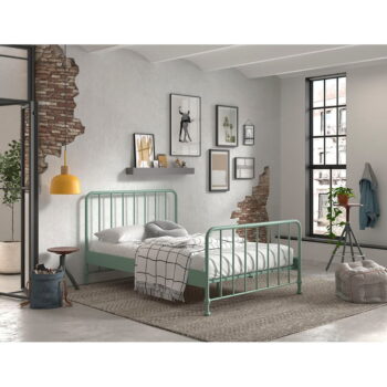 Zelená kovová jednolôžková posteľ s roštom 140x200 cm BRONXX – Vipack - Image 3