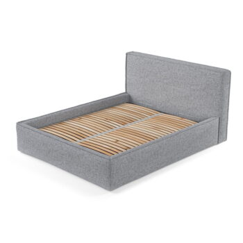 Sivá čalúnená dvojlôžková posteľ s úložným priestorom s roštom 180x200 cm Lounge L – Maison de Rêve - Image 9