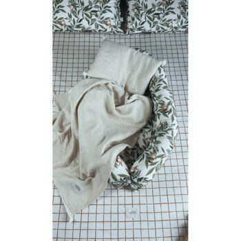 Krémová mušelínová detská deka a vankúš v súprave 100x130 cm Muslin Linen – Malomi Kids - Image 7