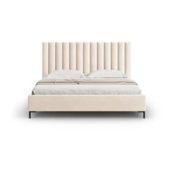 Béžová čalúnená dvojlôžková posteľ s úložným priestorom s roštom 200x200 cm Casey – Mazzini Beds - Image 4
