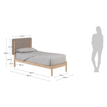 Posteľ z kaučukového dreva s roštom v sivo-prírodnej farbe 90x190 cm Shayndel - Kave Home - Image 11