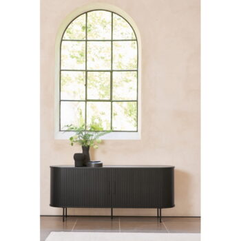 Čierna nízka komoda v dekore duba s posuvnými dverami 76x180 cm Nola – Unique Furniture – Obrázok 5