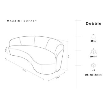 Sivá zamatová asymetrická pohovka Mazzini Sofas Debbie, pravá – Obrázok 6