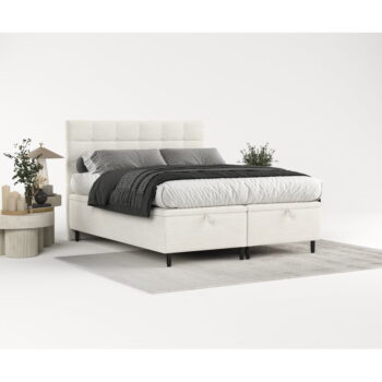 Krémovobiela čalúnená dvojlôžková posteľ s úložným priestorom 160x200 cm Senses – Maison de Rêve - Image 5
