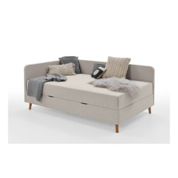 Béžová čalúnená jednolôžková posteľ s úložným priestorom 120x200 cm Cabana – Meise Möbel - Image 4