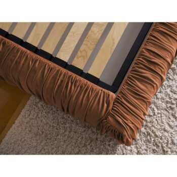 Oranžová čalúnená dvojlôžková posteľ s úložným priestorom s roštom 180x200 cm Blair – Bobochic Paris – Obrázok 10