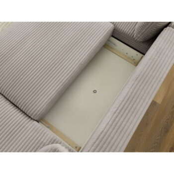 Svetlosivo-béžová menčestrová rozkladacia rohová pohovka (pravý roh/do "U") Lucien – Bobochic Paris – Obrázok 2