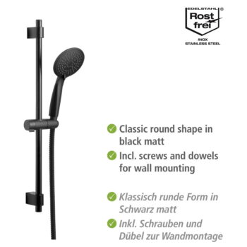 Čierny sprchový set z nerezovej ocele 66 cm Young - Wenko - Image 4