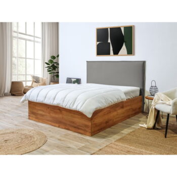 Sivo-prírodná dvojlôžková posteľ s úložným priestorom s roštom 140x190 cm Cara – Bobochic Paris - Image 8