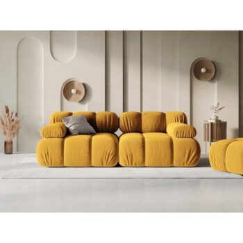 Žltá zamatová pohovka 188 cm Bellis – Micadoni Home – Obrázok 6