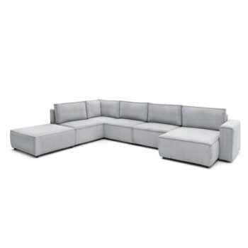 Svetlosivá menčestrová rohová pohovka (ľavý roh/do tvaru "U") Nihad modular – Bobochic Paris - Image 3