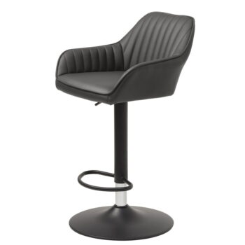 Tmavosivá barová stolička s nastaviteľnou výškou z imitácie kože Brooks – Unique Furniture