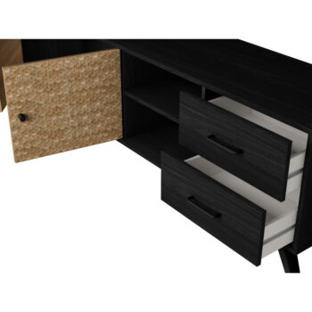 Čierny TV stolík v dekore exotického dreva 181x53 cm Hanoi - Marckeric - Image 5