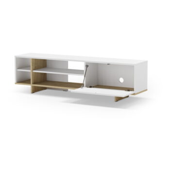 Biely TV stolík v dekore duba 160x44 cm Cequoia – Marckeric – Obrázok 3