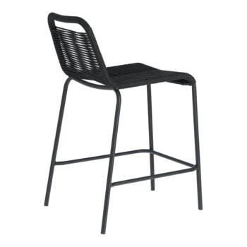 Čierna barová stolička s oceľovou konštrukciou Kave Home Glenville, výška 62 cm - Image 3