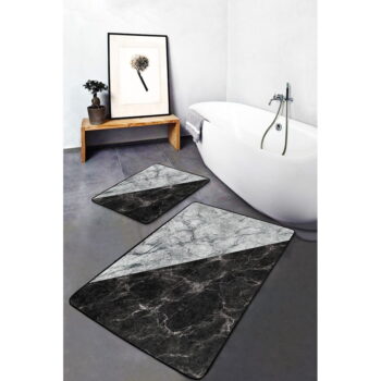 Čiernobiele kúpeľňové predložky v súprave 2 ks 60x100 cm - Mila Home - Image 3